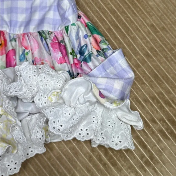 Cheeky Plum Lavender Gingham and Floral Dress - Picture 2 of 4